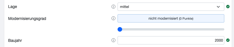 Modernisierungsgrad Schieberegler in KIM